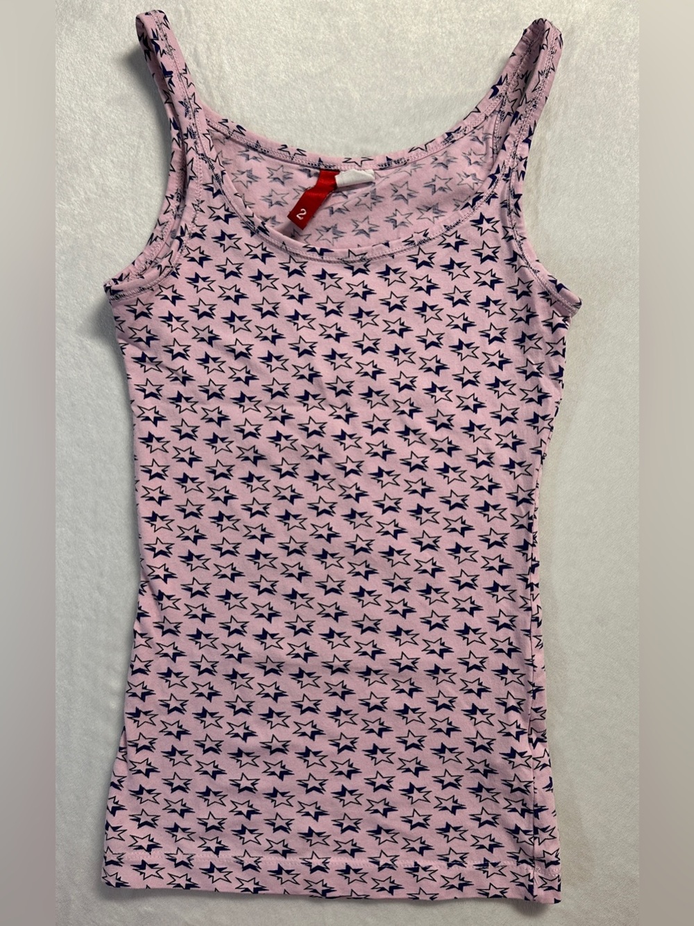 Y2K DIVIDED women's pink purple slim fit star graphic tank, 2 US.